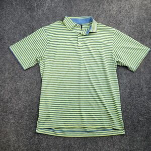FootJoy Polo Shirt Mens Large Yellow Striped Short Sleeve Stretch Golf